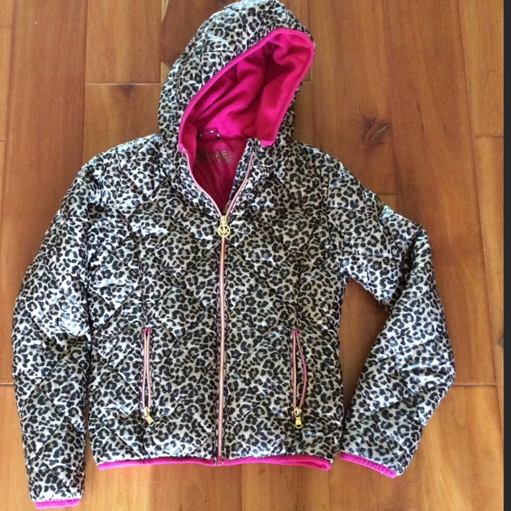 Michael Kors Cheetah puffer hooded jacket youth 14